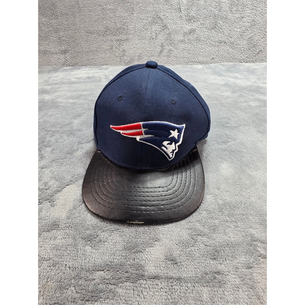 Mitchell & Ness New England Patriots Snapback Hat Navy Blue Faux Leather Brim